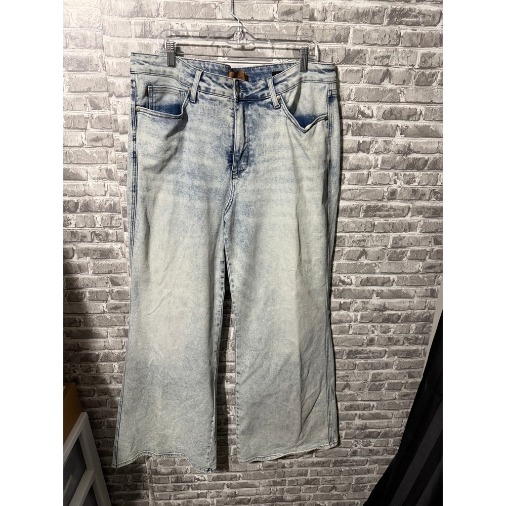 Judy Blue Retro Wide Leg Acid Wash Jeans Light Blue High Rise Plus Size 20W